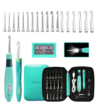 Yarniss Crochet Hooks,14 Size Crochet Set 2mm(B)-10mm(N), Ergonomic Crochet Hooks Set with Case for Beginner,Long Crochet Needles