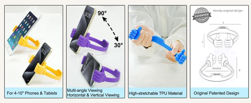 Honsky Cell Phone Stand Holder, Thumbs Up Lazy Phone Stand, Universal Adjustable Flexible, Cute Perfect Stocking Stuffers Gifts for Teen Girls, Compatible with Cell Phones & Tablets,Green