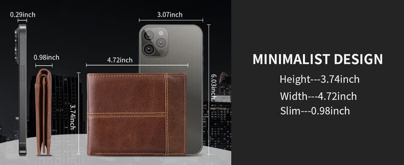 Swallowmall Leather Wallet for Mens Genuine Leather RFID Blocking Bifold Wallets with 1 ID Window 15 Card Slots