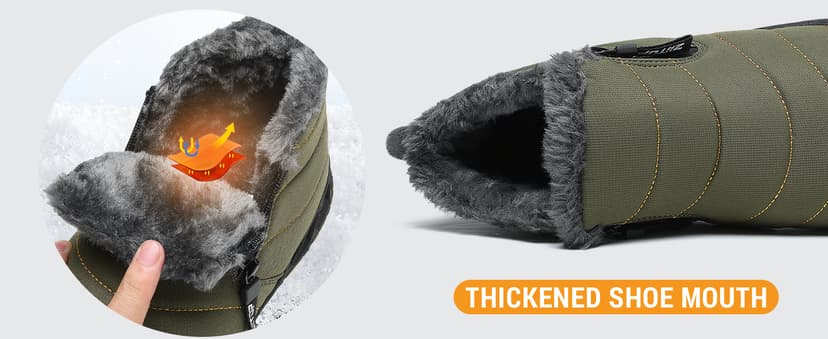 ziitop Snow Boots Mens Waterproof Winter Boots Fur Lined Warm Ankle Boots Zipper Closure Slip on Outdoor Boot Comfortable Walking Shoes
