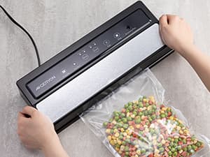 GERYON Vacuum Sealer Machine – Automatic Food Vacuum Sealer for Dry & Moist Food, Compact with LED Touch Panel, Includes Zipper Bags & Roll, Perfect for Sous Vide & Freezer Storage (Silver)