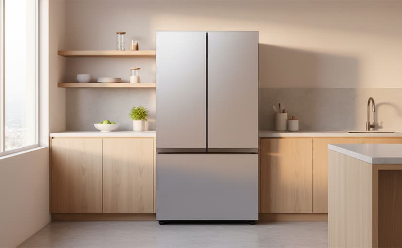 Samsung 24 Cu. Ft. Bespoke Counter Depth 3-Door French Door Refrigerator with AutoFill Water Pitcher, Stainless Steel, RF24BB6200QLAA