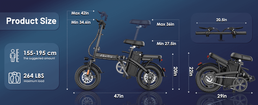 Electric Bike for Adults and Teens, 740W Peak Motor E-Bike with 30-60 Miles PAS Range, 48V 10AH/20AH Removable Battery, 14" Folding Mini Ebike with 20MPH, Electric Bicycle for Commute