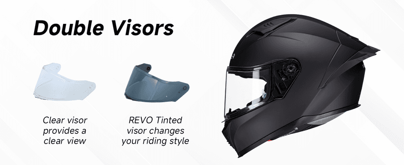 SR6 Full Face Motorcycle Helmet, Equipped with Clear & Multicolour Visors DOT Approved Street Racing Helmet