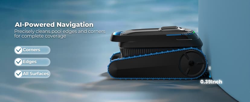 Cordless Robotic Pool Cleaner, 5,000 GPH with 150μm Filter, Floor/Wall/Waterline Cleaning, Smart Zigzag Navigation, 5,200mAh Battery, App-Controlled Presets for Inground & Above Ground Pools