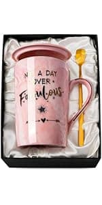 Unique Marble Gold Print Coffee Cup with Lid, Spoon, Greeting Card, Happy Moms Mothers Day Gifts Idea, Luxury Gift Boxed Set Birthday Gifts for Mom from Daughter Son, 14oz Funny Best Mom Mug, Pink B09Z7KFN1Y