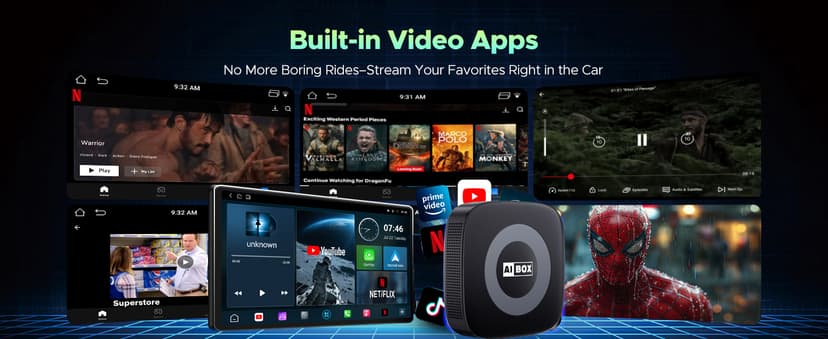 Ai Magic Box for Streaming Netflix/YouTube/TikTok, Wireless CarPlay Adapter Dongle with USB Drive for OEM Wired Car Play & Android Auto Cars GPS Navigation Chartplotter