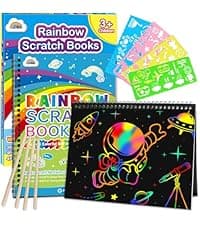 ZMLM Scratch Paper Art-Crafts Gift: 2 Pack Rainbow Notebooks Supplies Toys Easter Basket Stuffers for 3 4 5 6 7 8 9 10 Years Old Girls and Boys Kids Birthday Party Games (Pink)