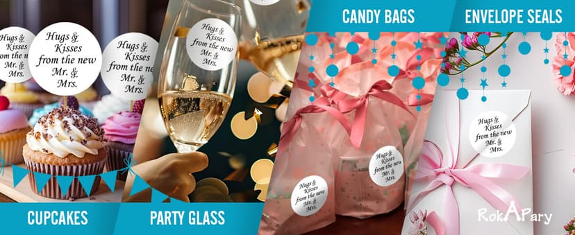 324 Hugs and Kisses from The New Mr. & Mrs. Kiss Wedding Stickers, Chocolate Drops Labels Stickers for Weddings, Bridal Shower Engagement Party Decorations, Kisses Favors Decor. Made in USA