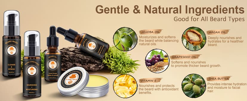 XIKEZAN Beard Kit for Men Grooming & Care w/Beard Conditioner, Wash, Oil, Balm, Brush, Comb,Birthday Fathers Valentines Gifts for Men Him Dad Husband Boyfriend Christmas Gifts Mens Stocking Stuffers