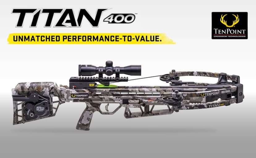 TenPoint Titan 400 Crossbow, Vektra - 400 FPS - Includes Pro-View 400 Scope, ACUdraw Silent Cocking Device & Three Pro Elite 400 Carbon Arrows