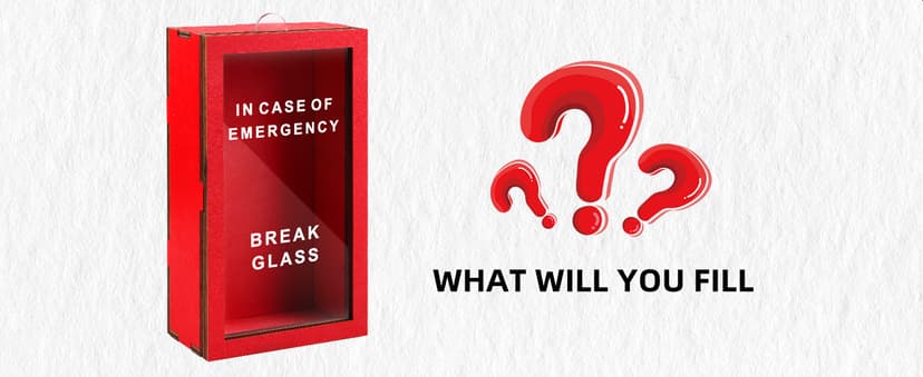 Funny Gift Emergency Box - Create Self Defined Idea Jar w/Hammer, Break in Case of Emergency Box - Desk Decor - Personalized Gag Gift for Friends Coworkers