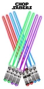Lightsaber Chopsticks Light Up - LED Glowing Light Saber Star Wars Chop Sticks - Reusable Sushi Lightup Sabers Chopstick Set Of 1 Blue Pair
