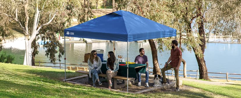 CROWN SHADES 10x10 Pop Up Canopy - Beach Tent with One Push Setup - Easy Outdoor Sun Shade for Events, Parties, Camping - Gazebo with STO-N-Go Cover Bag, Silver Coated Top, Green