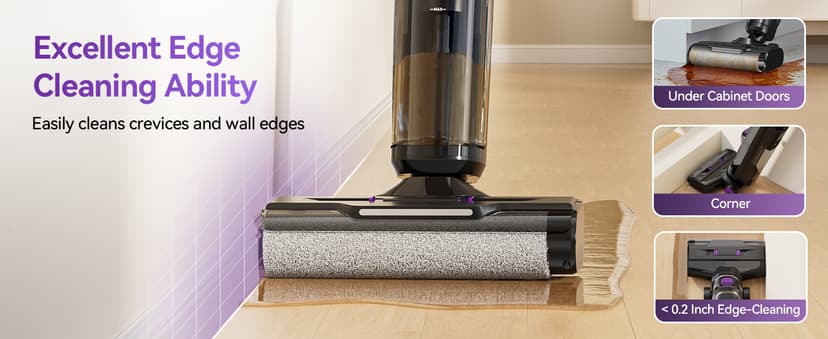 Twotoo Wet Dry Vacuum Cleaner 16,000Pa,45Mins Runtime Cleaning Area 2,600 ft²,Cordless Vacuum Cleaner, Cordless Vacuum and Mop All in One,for Hard Floors Sticky Messes and Pet Hair,W15 Set
