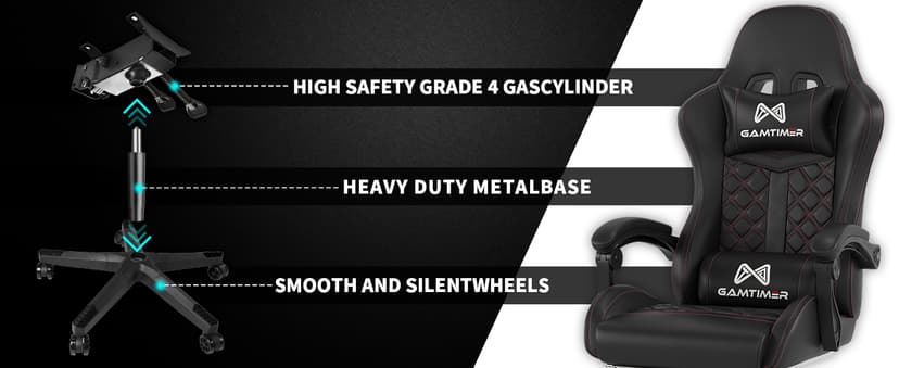 Gamtimer Gaming Chair, 400 lbs Adult Chair, High Back Computer Chair with Footrest and Linked Armrests, Office Video Game Chair with Lumbar Support (Grey)