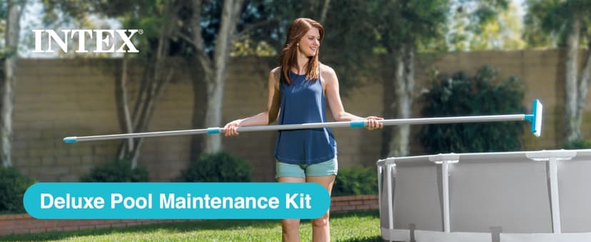 Intex 28003E Deluxe Above Ground Pool Maintenance Kit for Minimum 800 GPH Flow Rates with Vacuum, 110" Pole, Wall Brush and 24' Hose (Color May Vary)