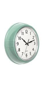 Bernhard Products Retro Wall Clock 9.5 Inch Red Kitchen 50's Vintage Design Round Silent Non Ticking Battery Operated Quality Quartz Clock