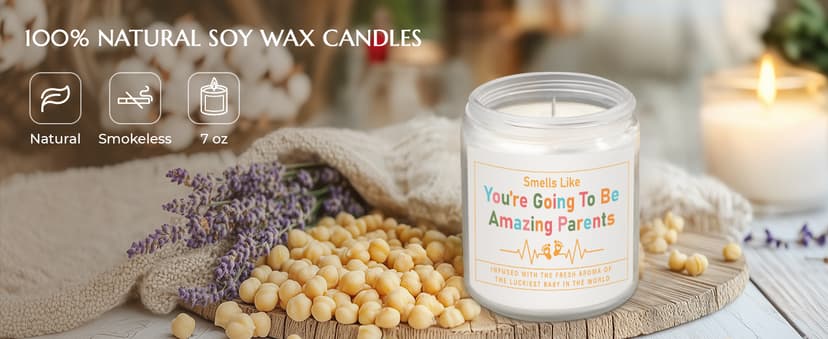 AceThrills Gender Reveal Gifts, New Parents Gift for Couples, Pregnancy Gifts for First Time New Mom Dad Gift - 7 Oz Lavender Scented Candle