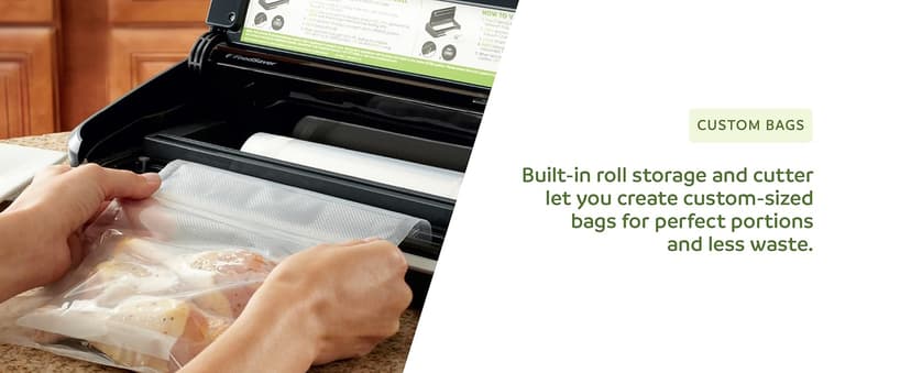 FoodSaver Vacuum Sealer Machine, Automatic Bag Detection, Sous Vide Friendly, with sealer bags, roll, handheld vacuum sealer, black