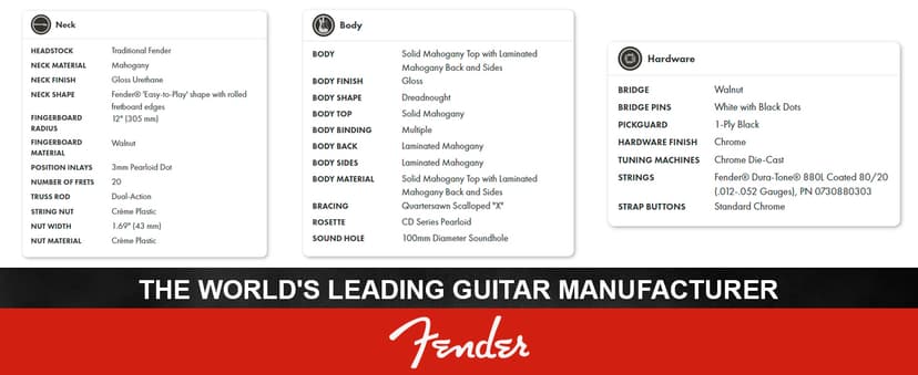 Fender CD-60S Solid Top Dreadnought Acoustic Guitar - All Mahogany Bundle with Hard Case, Tuner, Strap, Strings, Picks, and Austin Bazaar Instructional DVD