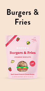 Bocce's Bakery - Limited Edition Wheat-Free Dog Treats, Burgers & Fries Biscuits, 5 oz