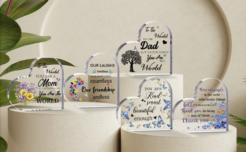 Best Friend Birthday Gifts for Women, Christmas Friendship Gifts for Women, BFF Sister Coworker Bestie Christmas Gift for Woman, Cute Heart Acrylic Plaque Paperweight Keepsake Decor