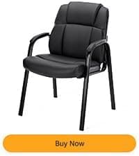Sweetcrispy Waiting Room Guest Chair, Stationary Office Reception Chairs No Wheel, Comfy Padded Arms and Seld Base, for Conference Room Lobby Home Computer Desk Bedroom Elderly, Deep Black