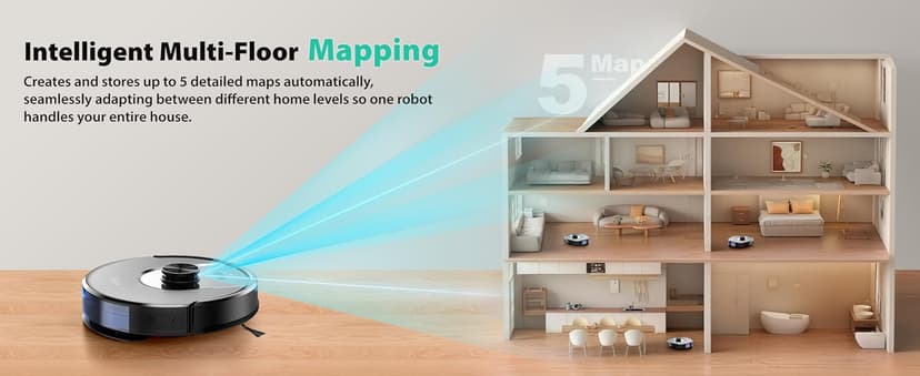 Tikom Robot Vacuum and Mop, 6000Pa Robotic Vacuum Cleaner with Self-Emptying Base, 90 Days Capacity, LiDAR Navigation, Home Mapping, Ideal for Pet Hair, Hard Floors, Carpet (L8000 Plus)