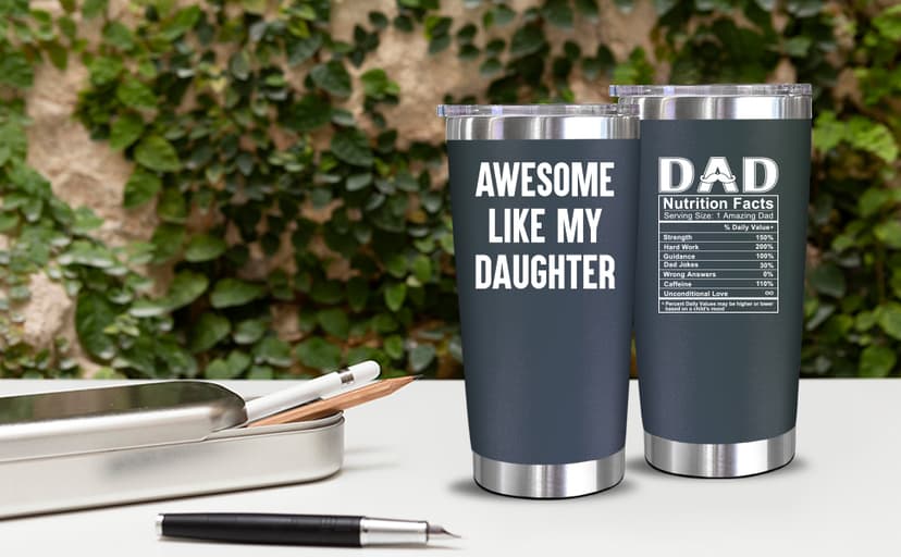 NewEleven Christmas Gift For Dad - Birthday Gifts For Dad From Daughter - Husband Gifts - Unique Birthday Present Ideas For Father's Day, Husband, New Papa, Bonus Father From Daughter - 20 Oz Tumbler