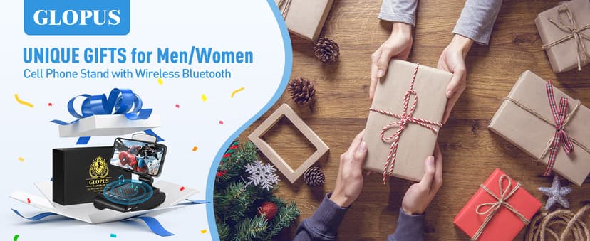 Gifts for Men, Cell Phone Stand with Wireless Bluetooth Speaker, Birthday Gifts for Mens Dad Boyfriend, Cool Gadgets for Men, Anniversary Ideas Gift, Compatible with iPhone/iPad/Samsung Galaxy