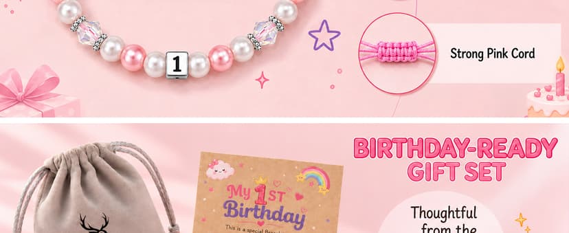 Adjustable 4-9 in Bracelet with Number Charm, Happy Birthday Gifts for Daughter Granddaughter Niece Little Girls Birthday Gifts for Kids, 1 2 Year Old Girl Birthday Bracelet B0H8SMJMX5