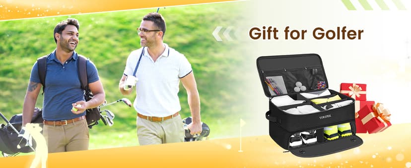 YOREPEK 2 Layer Golf Trunk Organizer, Golf Gifts for Men with Separate Ventilated Compartment for 2 Pair Shoes, Waterproof Car Trunk Locker for Balls, Tees, Clothes, Gloves, Accessories, Golfer Gifts