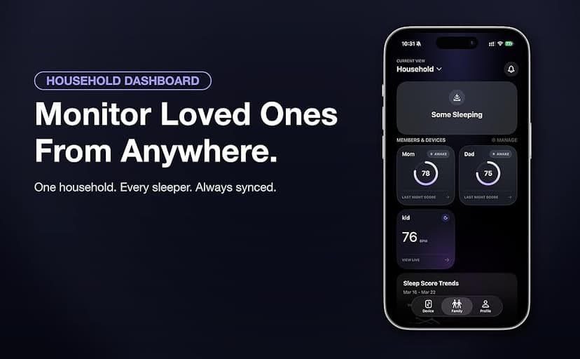 Non-Wearable Contactless Sleep Tracker & Sleep Monitor Device for Adults and Kids | No Subscription, Heart Rate, Breathing & Sleep Stage, Real-Time Monitoring, Smart Alarm
