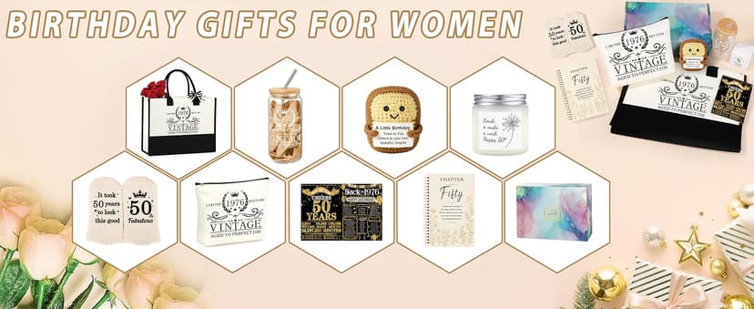 40th 50th 60th Birthday Gifts for Women Tote Bag Birthday Gifts Set for Mom Wife Sister Grandma Birthday Gifts for Her