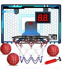 HopeRock Indoor Mini Basketball Hoop for Kids, Basketball Hoops Over The Door with LED Lighting, Mini Hoop with Scoreboard & 3 Balls, Basketball Toys Gifts for 5 6 7 8 9 10 11 12 Year Old Boys Girls