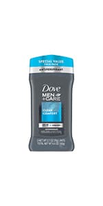 DOVE MEN + CARE Clinical Protection Antiperspirant Clean Comfort Stick for Men 96-Hour Sweat and Odor Protection Clinical Strength Antiperspirant with 1/4 Moisturizing Cream 1.7 oz