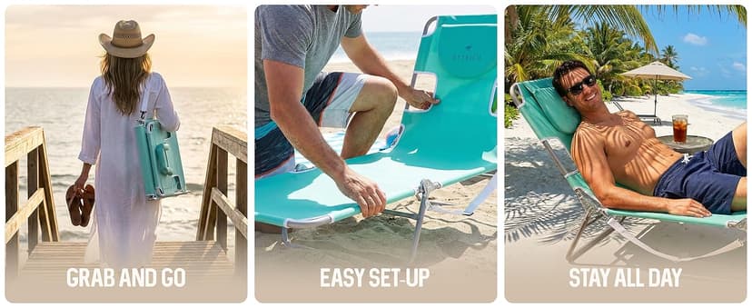 Ostrich the Original Chaise 72 x 22 Inch Lounge Portable Reclining Lounger, Outdoor Patio, Beach, Lawn, Camping, or Pool Tanning Chair, Teal