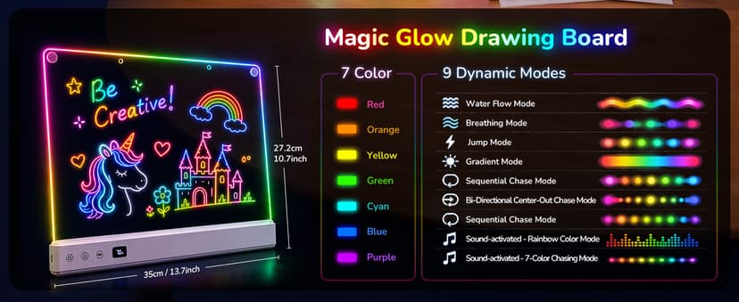 Aullsaty 16.5-Inch LED Drawing Board for Kids, Rechargeable Light Up Dry Erase Board with 16 Light Effects, 7 Markers and Tracing Kit, Birthday or Christmas Gift for Boys and Girls Ages 3-12 B0H7HFPLFM