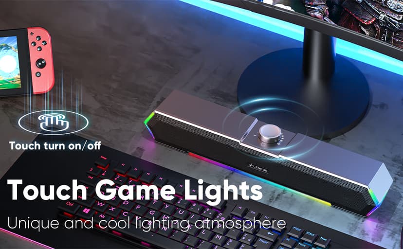 LENRUE G11 Computer Speakers for Desktop, Touch Lights PC Speakers with Surge Clear Sound, USB C/USB Powered, AUX Audio for Computer Desktop PC Laptop Desk