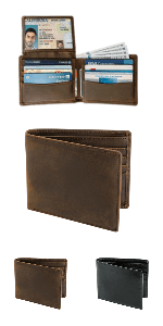 STAY FINE Top Grain Leather Wallet for Men | RFID Blocking | Extra Capacity Bifold Wallet with 2 ID Windows | Ultra Strong Stitching | Slim Billfold with 8 Card Slots | Gift for Him