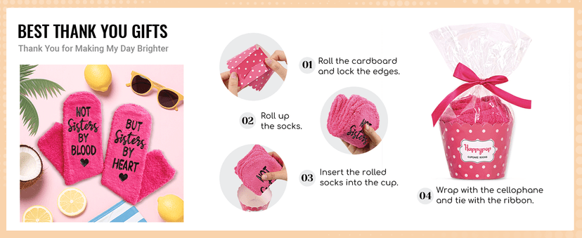 HAPPYPOP Bestie Gifts for Women - BFF Gifts, Best Friends Socks for Sisters Friends