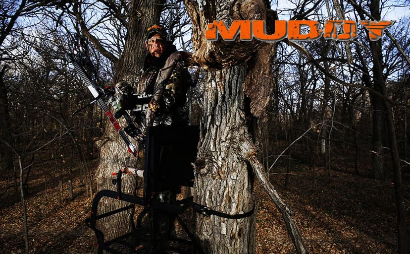 Muddy 2-Person Ladder Tree Stand for Deer Hunting, The Partner, 17' Tall, Black - Adjustable Climbing Treestand with Platform, Straps and Safety Harness for Shooting