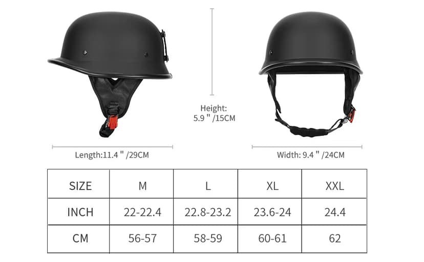DOT Certified German Style Motorcycle Half Helmet, Vintage ABS Lightweight Helmet for Adults, Retro Half Face Helmet for Cruiser Scooter Chopper