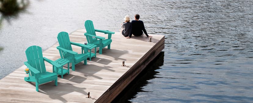 SERWALL Adirondack Chair with Cup Holders - Composite Adirondack Chairs Set of 2 HDPE Outdoor Chairs All Weather Use- Aruba