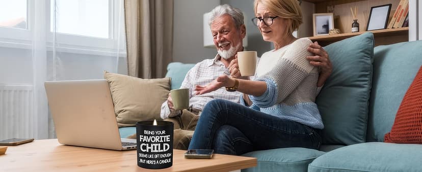 TEEZWONDER Birthday Gifts for Mom - Favorite Child Scented Candle Vanilla Lavender 10 oz - Christmas Funny Gifts for Mom Dad from Daughter Son, Grandma Grandpa Gift Ideas, Candle for Parents