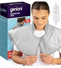 GENIANI Electric Heating Pad for Back Pain & Cramps Relief, Electric Throw, Self Care Gifts for Women, Heating Pad for Neck & Shoulder, Machine Washable Microplush, Auto Shut Off (12"x24", Tabby Gray) B07T85CNX2