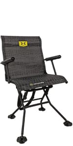 Hawk Stealth Spin Chair - Silent, Comfortable, Swiveling, Portable Chair for Camping, Hunting, Fishing, Backpacking, and More (Bone Collector Edition) , Black