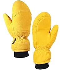 SKYDEER Premium Full Deerskin Suede Leather Soft Winter Mittens, Extra Warm 100G 3M Thinsulate, Thermal Insulated (SD3671M)
