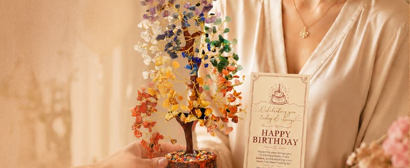 KARMAPLEDGE Healing Crystal Tree of Life for Unique Birthday Gifts for Women, Mom, Friends, Sister, Loved Ones, Handmade 7 Chakra Tree for Home Office Room Decor Brings Positivity & Good Luck B0DQ5BCNTR